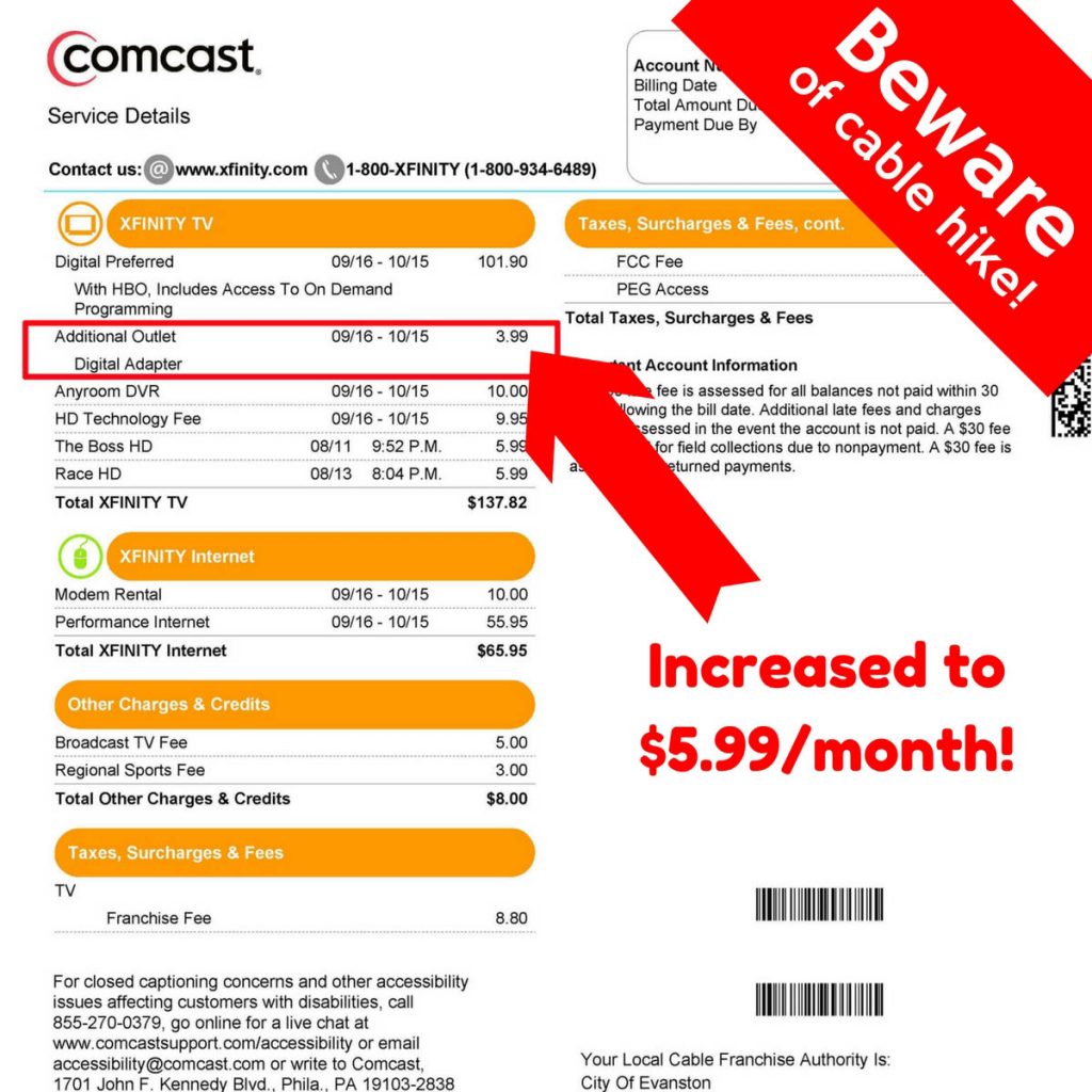 Check your Comcast bill Are you paying a "digital adapter" fee